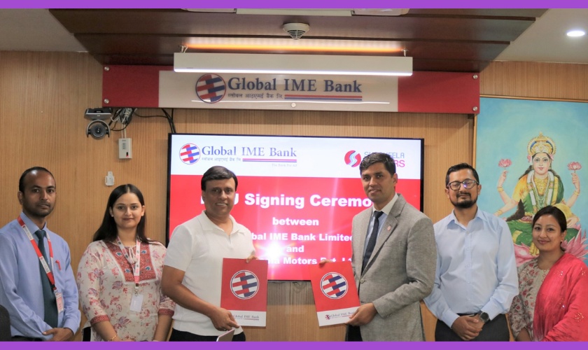 ग्लोबल आइएमई बैंक र शशिला मोटर्सबीच कर्जा प्रवाहसम्बन्धी सम्झौता